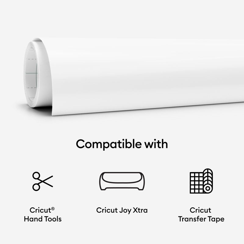Matless Permanent Vinyl Roll for Cricut Joy Xtra - 9.5x6ft Outdoor-Grade White Vinyl