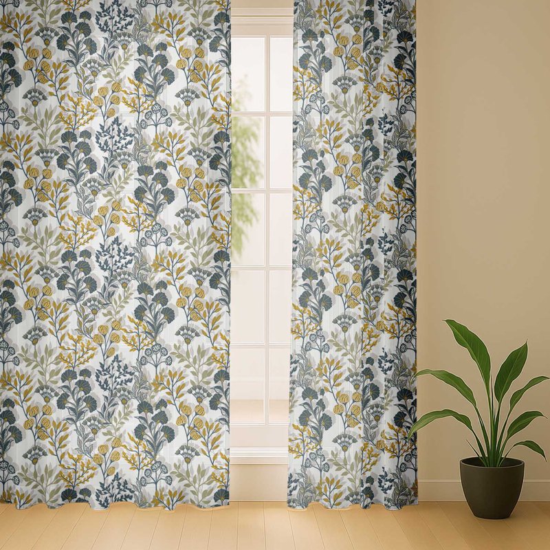 Sheer Georgette Curtain Panels for Tall Doors & Windows - Set of 2
