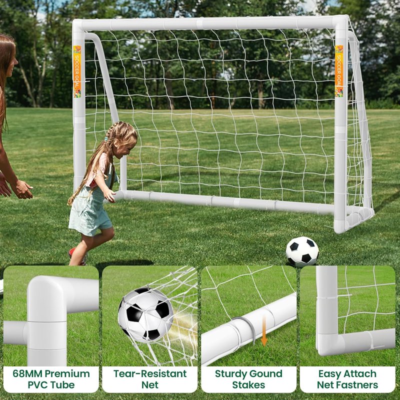 ABORON 6 x 4 ft Foldable Soccer Goal with Net | HPVC Frame, Outdoor Training