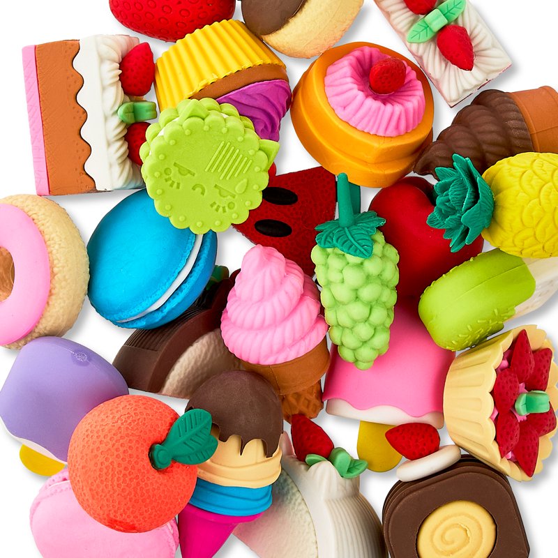Treats Theme Novelty Eraser Pals Set – 25 Colorful Fun School Supplies