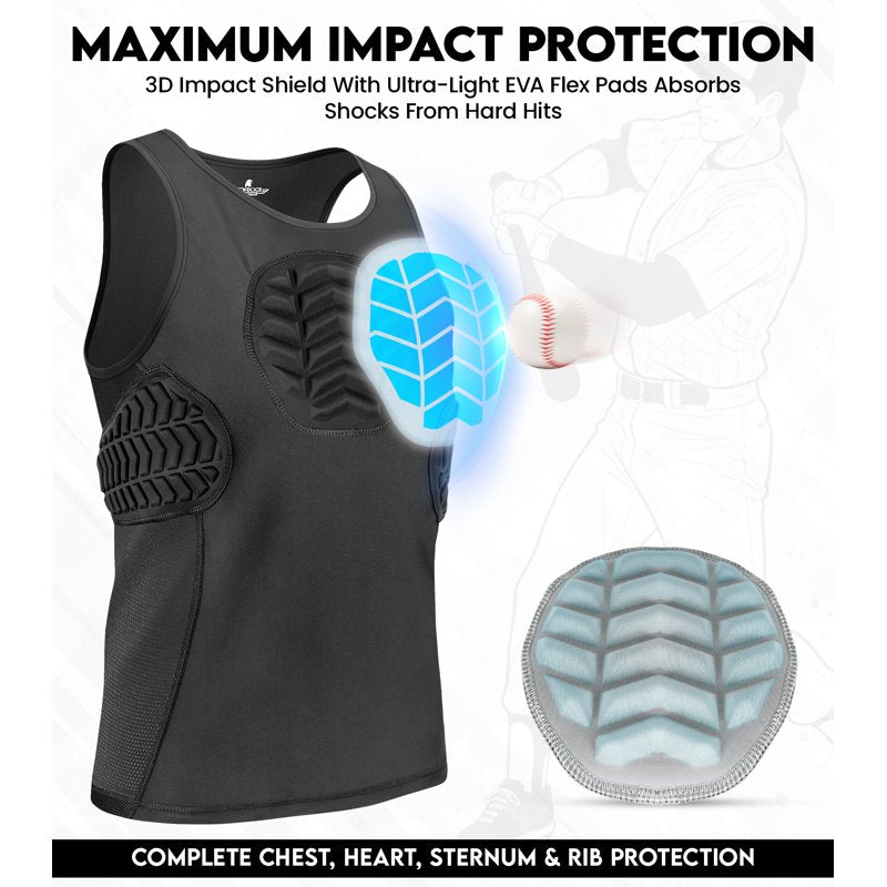 Youth Baseball Chest Protector with Impact-Dispersing Padding & Breathable Mesh