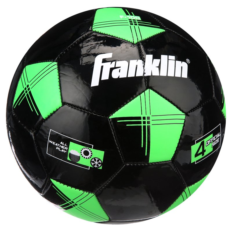 Youth Size 4 Soccer Balls, 12 Pack – Franklin F-100, Black/Green | Variation 4, 12, Black/Lime