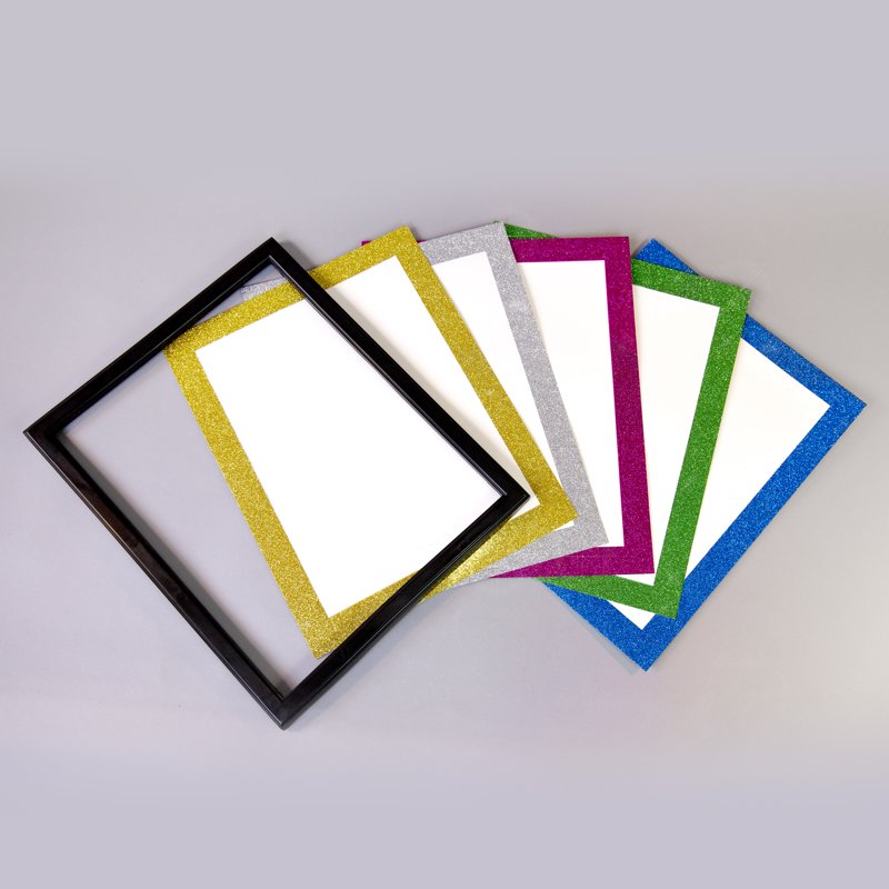 White Poster Board 11x14 Inches with Glitter Frame, Pack of 5 - Creative Display