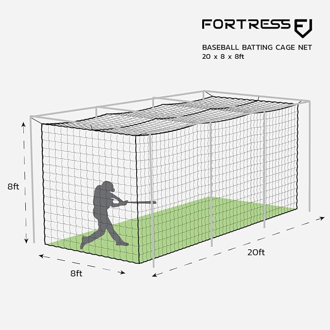 Heavy-Duty Baseball Batting Cage Nets - Fully Enclosed, UV Stabilized, 14 Sizes & 3 Grade Options