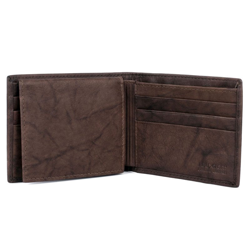 Men's Leather Credit Card Billfold Wallet with Currency Section - Tan