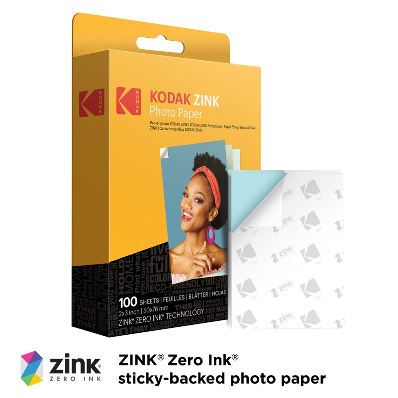 Kodak 2x3 Photo Paper Set - 100 Sheets, Bright, Water & Tear Resistant