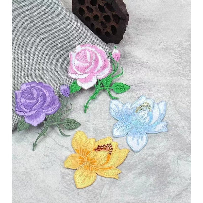 20 Pack Flower Butterfly Iron-On Patches for Clothing DIY Embroidery