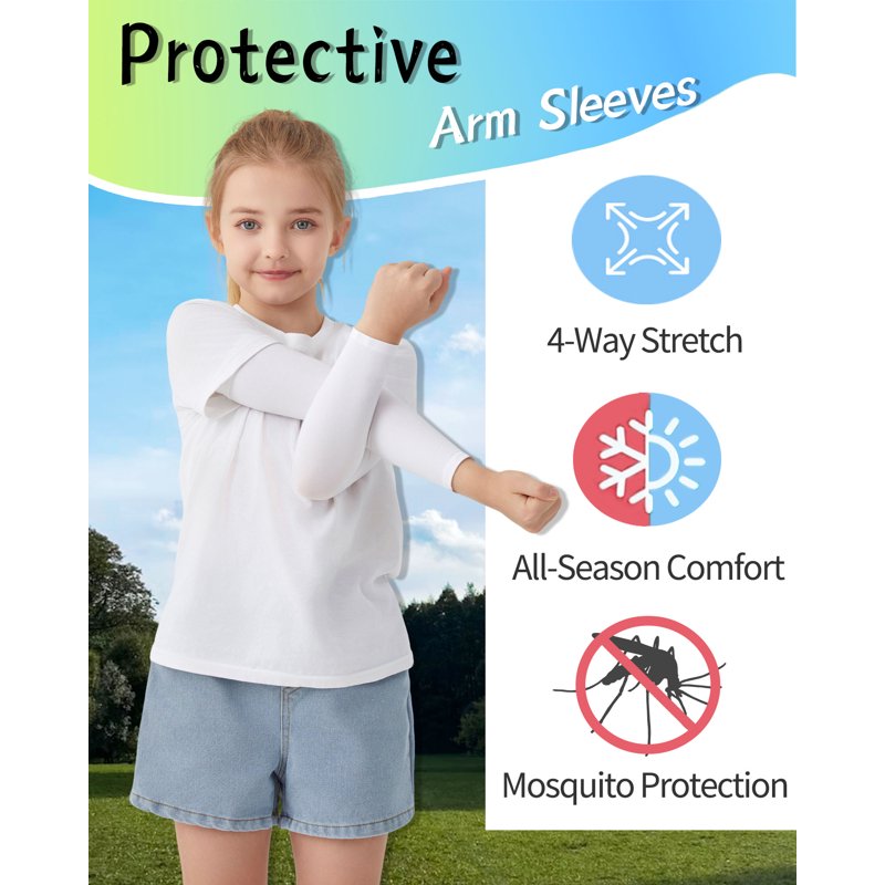 Kids Sun Protection Arm Sleeves - Cooling UV Blocker for Active Play
