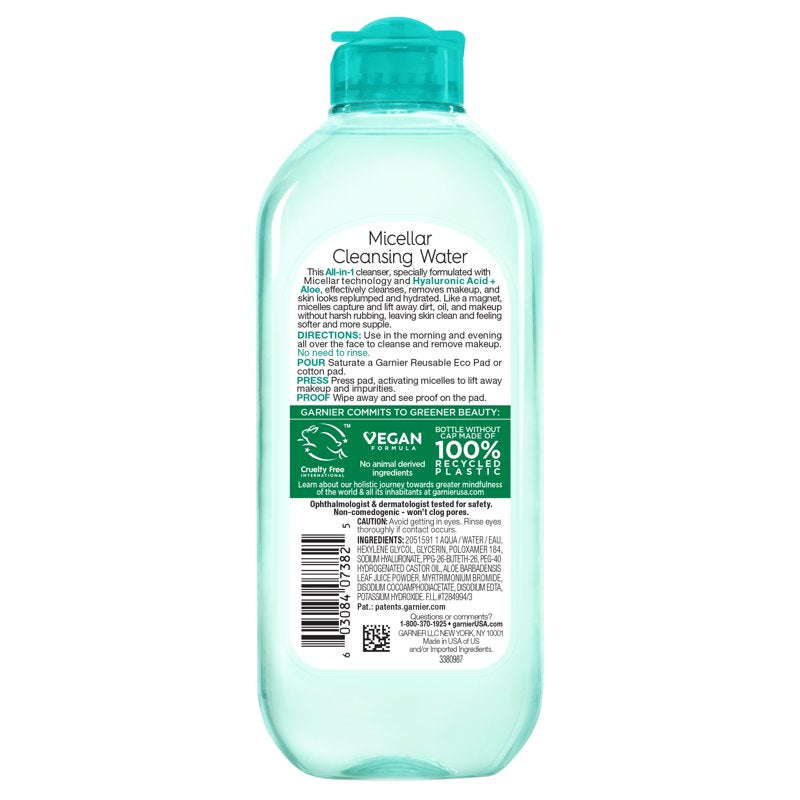 Micellar Cleansing Water with Hyaluronic Acid & Aloe - All Skin Types, 13.5 fl oz