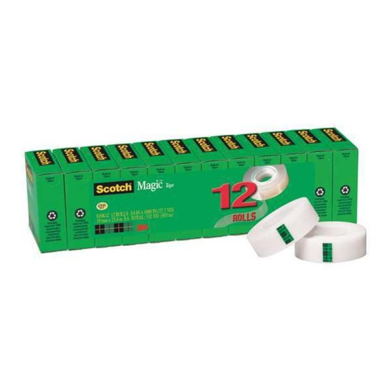 Scotch Magic Tape Refills 3/4 in x 1,000 in (12 Boxes) - Matte Invisible Tape