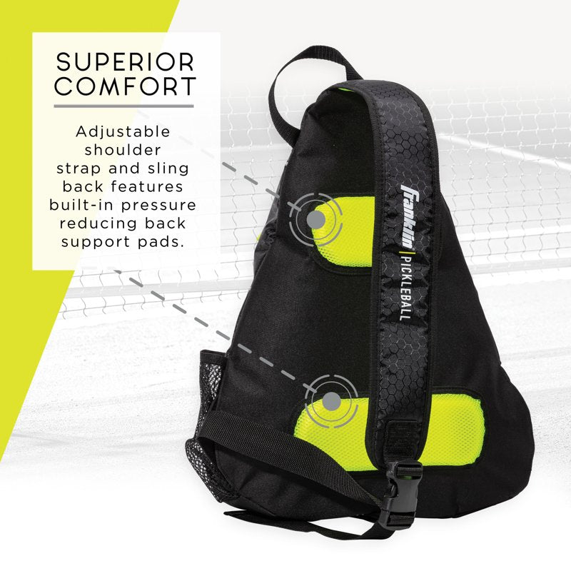 Pickleball Sling Bag - Franklin Sports Black/Neon Yellow - Official U.S. Open Bag