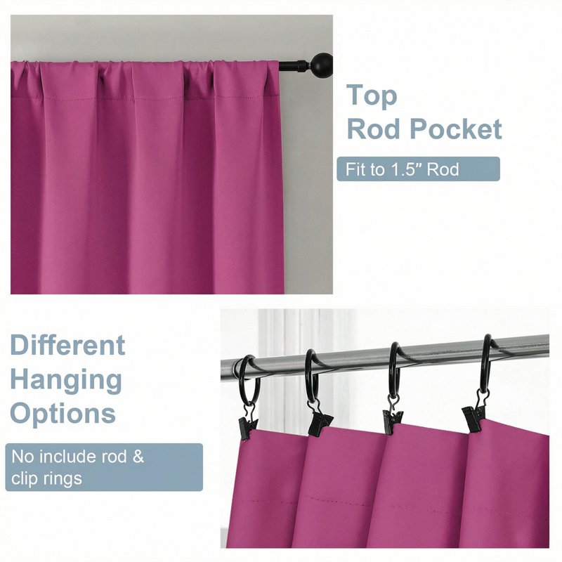 Blackout Curtains 96 Inch Long 2 Panels Room Darkening Thermal Drapes