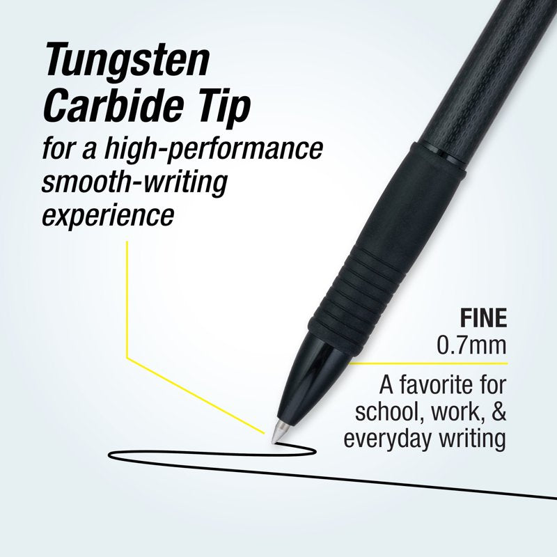 Gel Pens 0.7mm Fine Point Retractable Black Ink – 5 Pack