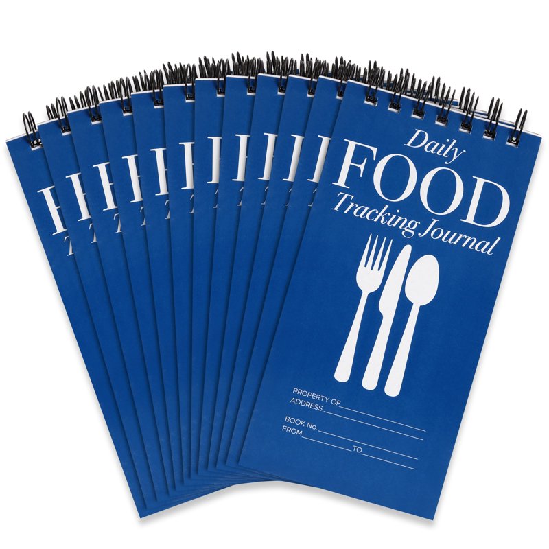 Food Journal Set - 12 Compact Daily Meal & Calorie Tracker Notebooks