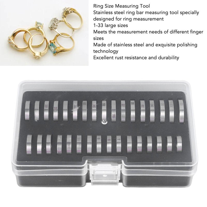 Portable Stainless Steel Ring Sizer Measuring Tool Kit for Jewelry Making