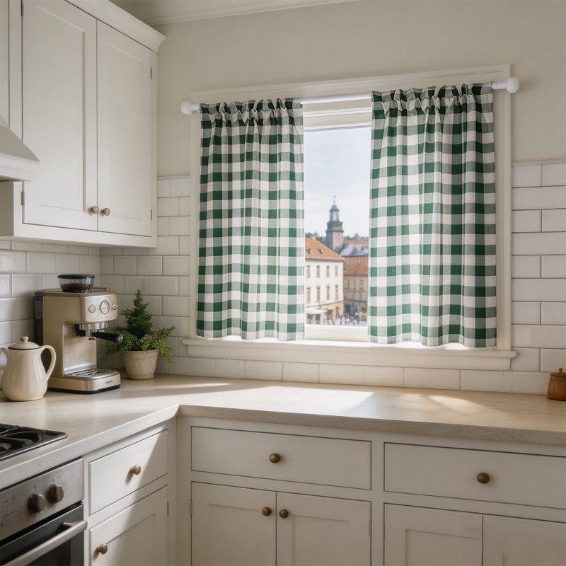 Cafe Curtains Set - Washable 2 Panels Light Filtering Insulated Window Coverings 39x28in