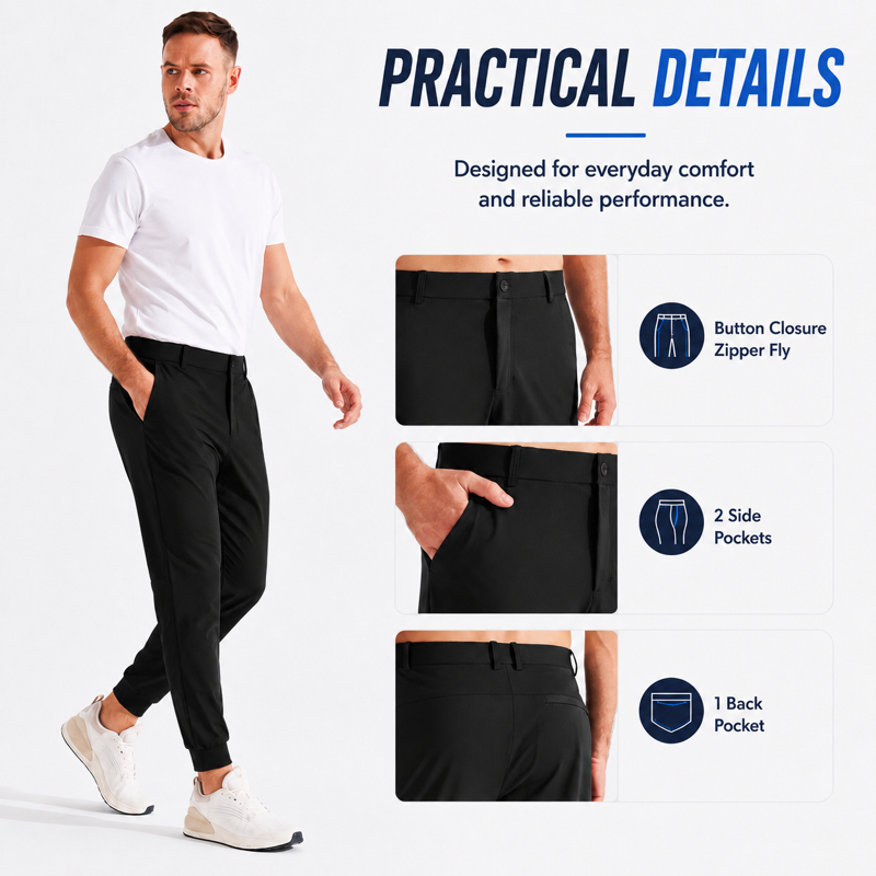 Men's Casual Joggers Pants - Lightweight, Slim Fit, Stretchy Tapered Style