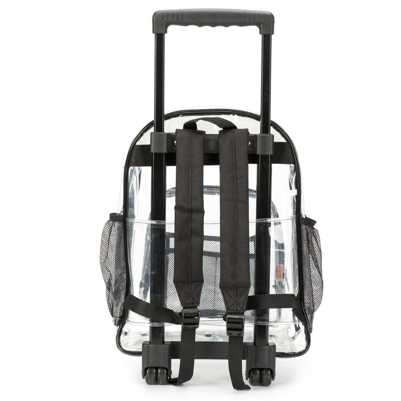 Unisex Rolling Clear PVC School Backpack with Wheels - Heavy Duty, Spacious, Teen & Adult