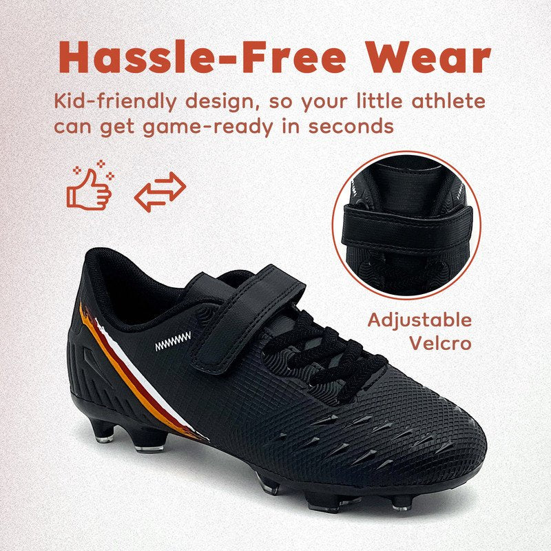 Kids Soccer Cleats Boys Girls Training Football Shoes Youth Ground Outdoor - Big Kid Black