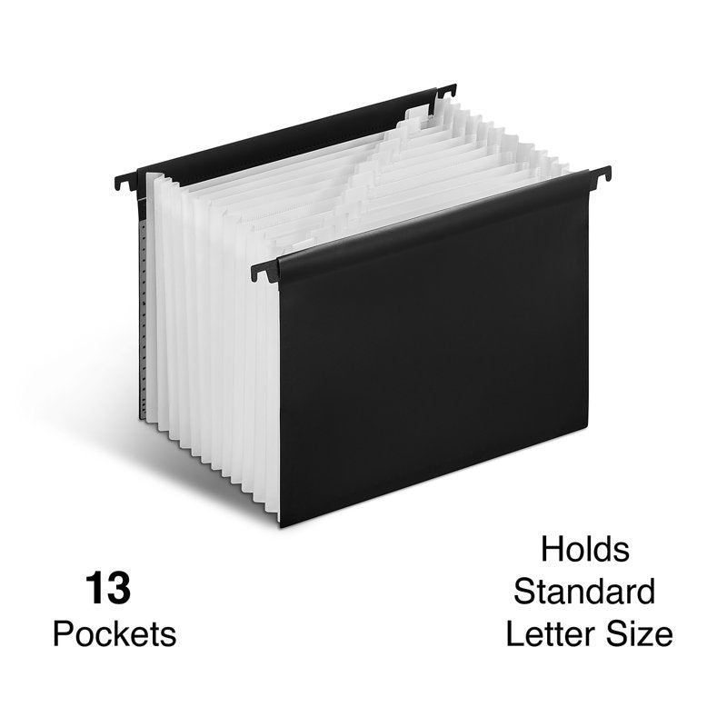 Staples Moisture-Resistant Hanging File Folder 13-Pocket Letter Size Black