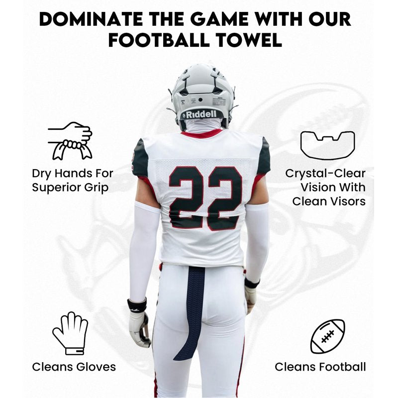 Football Towel with Hook & Loop Fastener - Quick-Dry, Absorbent QB Towel for Game Day