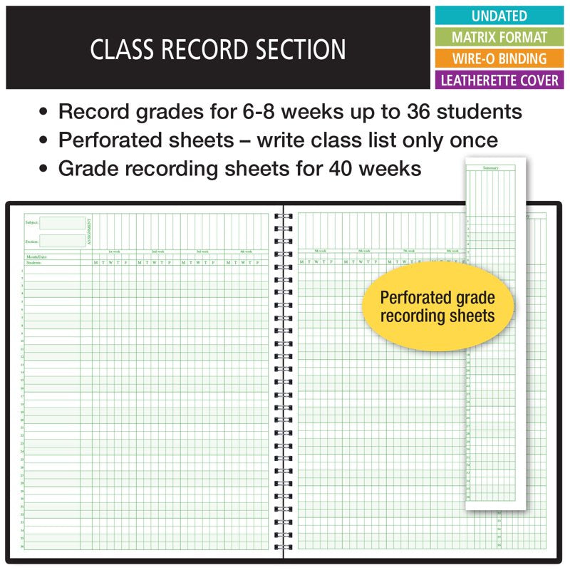 Teacher Lesson Planner Book 8.5x11 Inches - Black, Durable, Weekly & Daily Organizer