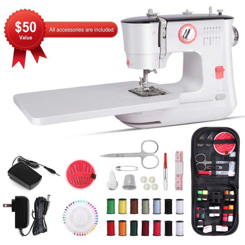 Portable Sewing Machine for Beginners with 12 Stitches & Extension Table