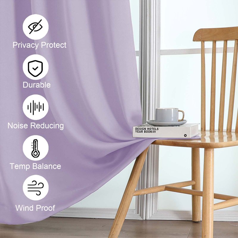 Blackout Curtains for Bedroom - Thermal Insulated Room Darkening Drapes with Rod Pocket, Energy Saving, 2 Panels