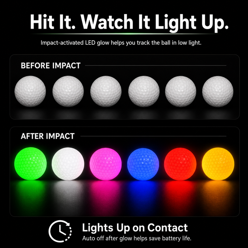 Glow in The Dark LED Golf Balls - Night Golf Light Up Set for Men & Kids