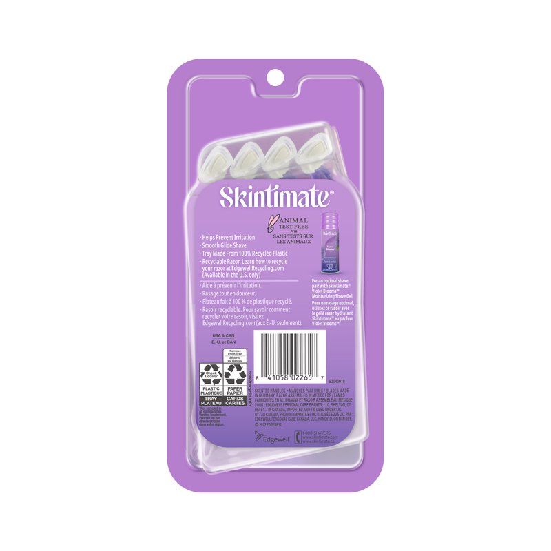 Disposable Women's Razor Set - Exotic Violet Blooms 4-Blade, Multipack