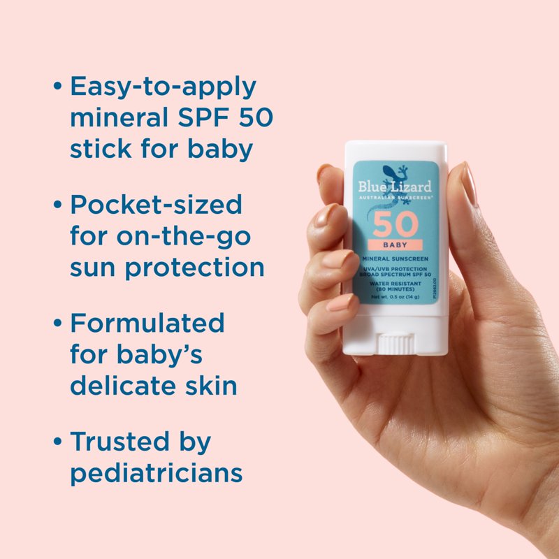 Baby Mineral Sunscreen Stick SPF 50 - Zinc Oxide, Water-Resistant, Travel Size