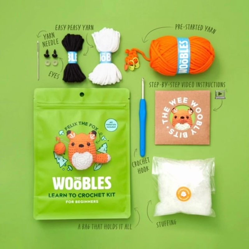 Beginner Crochet Amigurumi Kit for Kids and Adults - Fox Design
