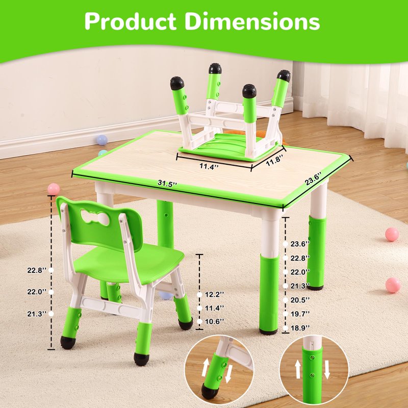 Kids Height Adjustable Activity Table and Chair Set - Multi-Use Children's Desk for Ages 2-10