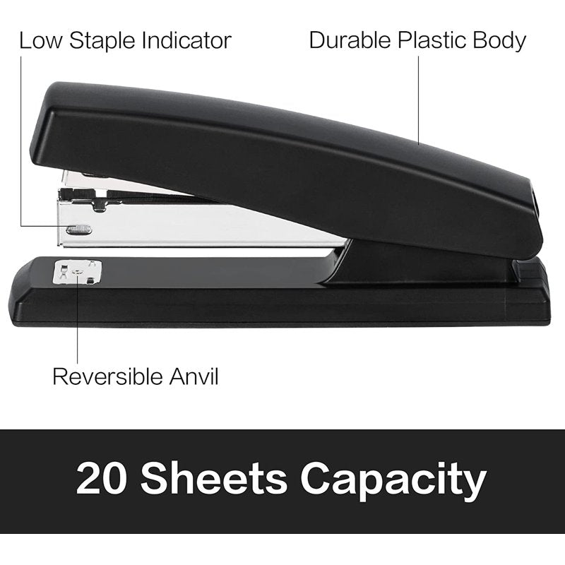 Desktop Stapler with Staples and Remover - 20 Sheet Capacity Office Supply