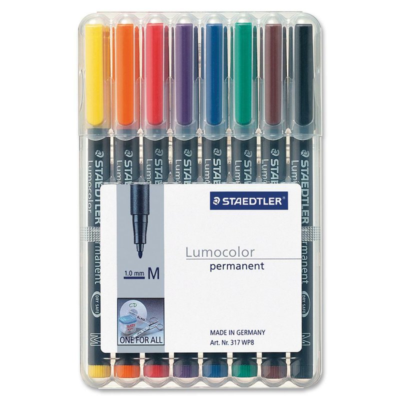 Set of 8 Assorted Permanent Markers - Fine Tip, Refillable, Office & Art Use