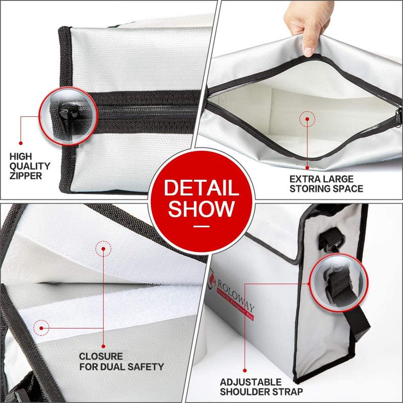 Large Fireproof Water-Resistant Document & Valuables Bag - 15x12x5 inches