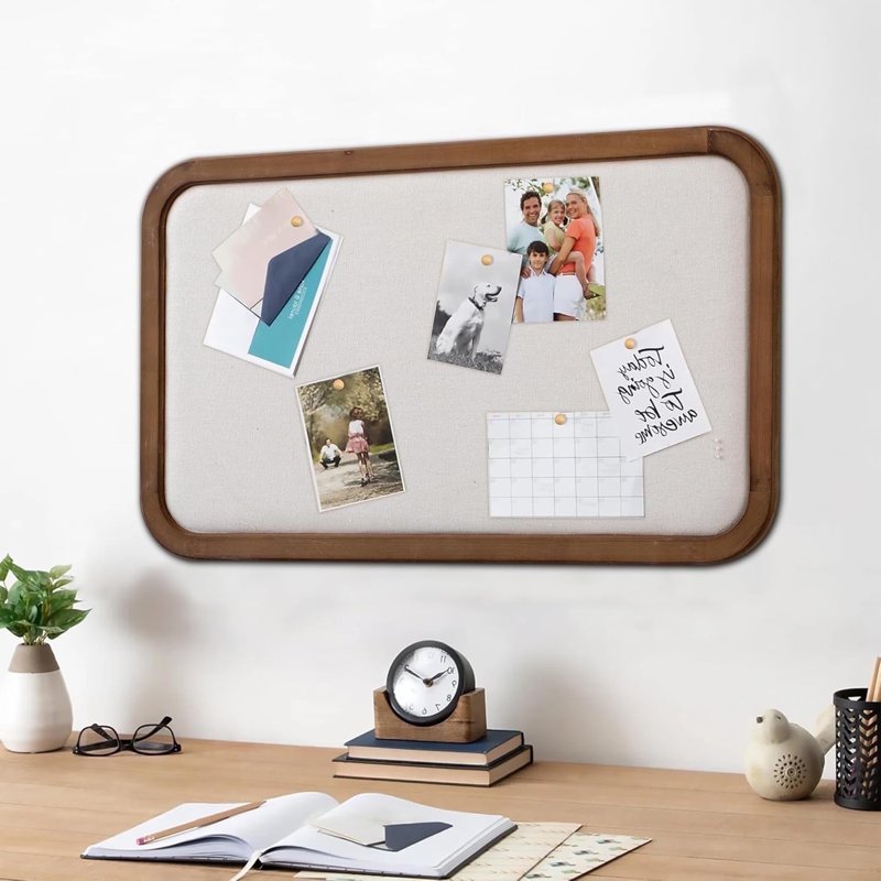 Farmhouse Wooden Bulletin Board 30x18 Inch Wall Message Board with Pins