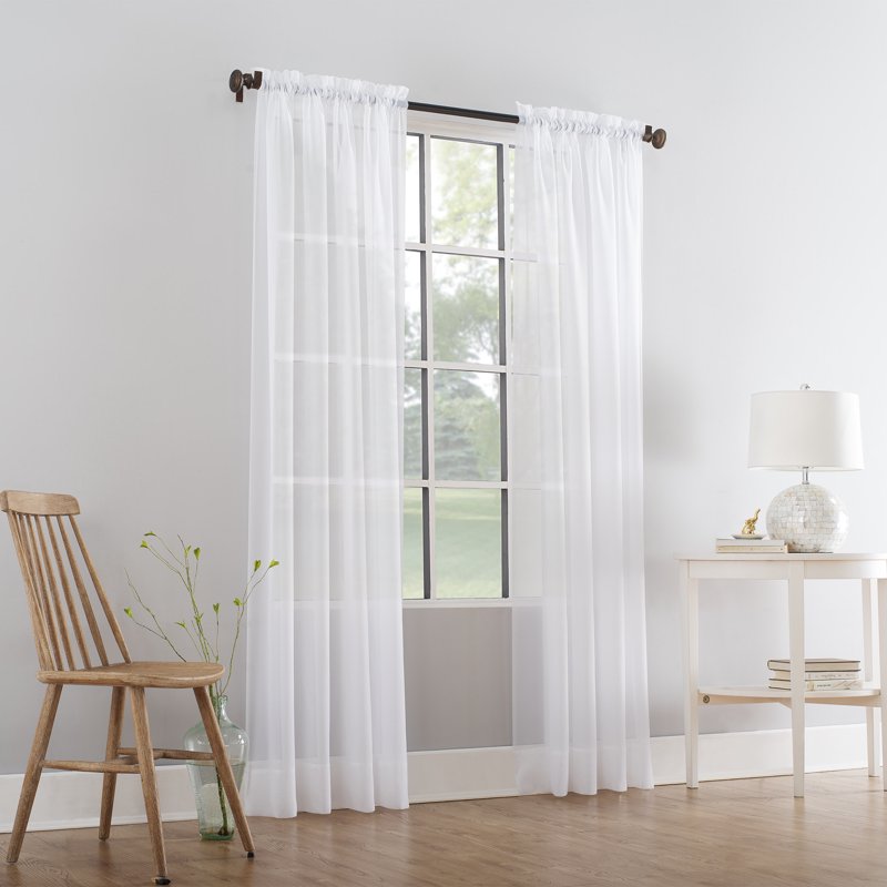 Sheer Voile Curtain Panel - White, 59 x 95 Inches, Rod Pocket, Light Filtering