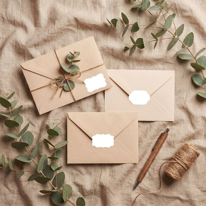 1500 Water-Resistant Gift Label Stickers with Lace Design - All-Purpose Kraft Paper Tags