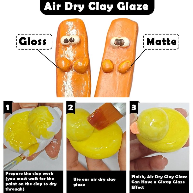 Air Dry Clay Glaze and Sculpting Tool Kit - Gloss Varnish and 29pcs Modeling Tools