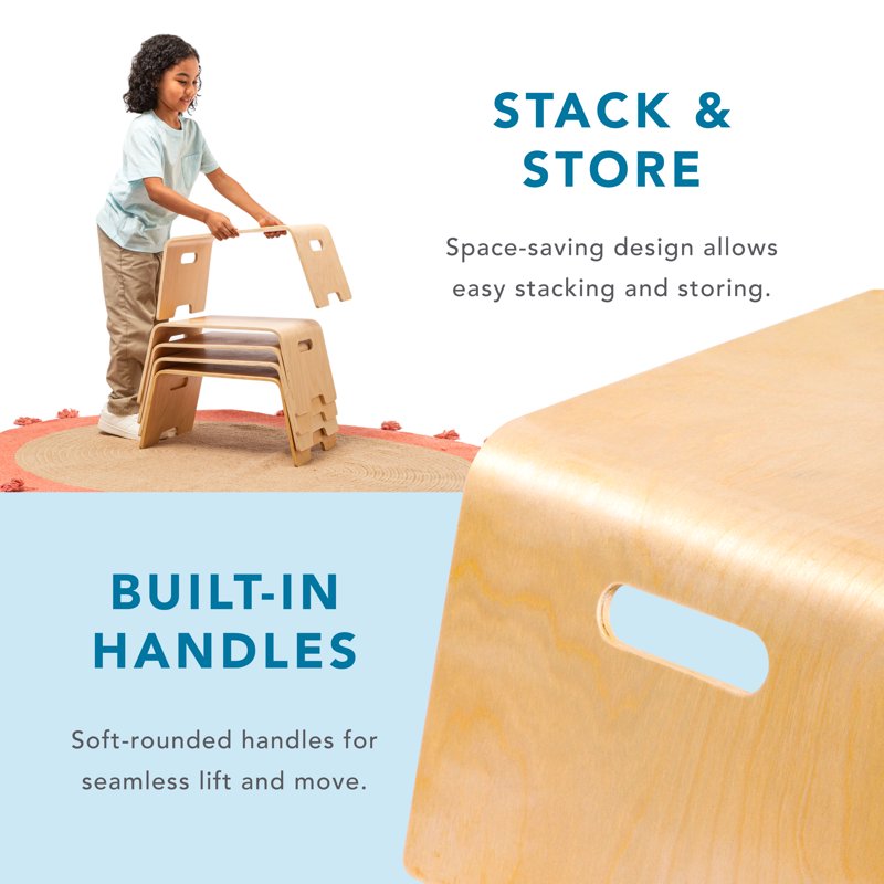 Floor Lap Desk for Kids - Natural Birch Wood, Portable, Safety Edges