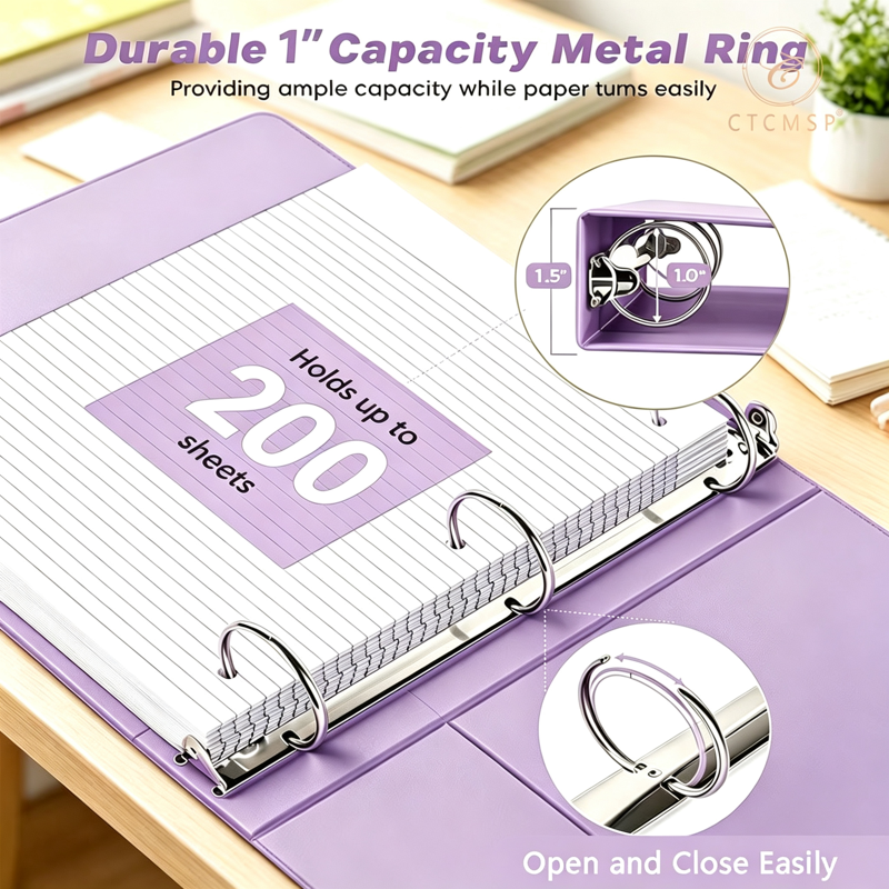 3 Ring Binder with Dividers - 1 Inch Heavy Duty Organizer for 200 Sheets
