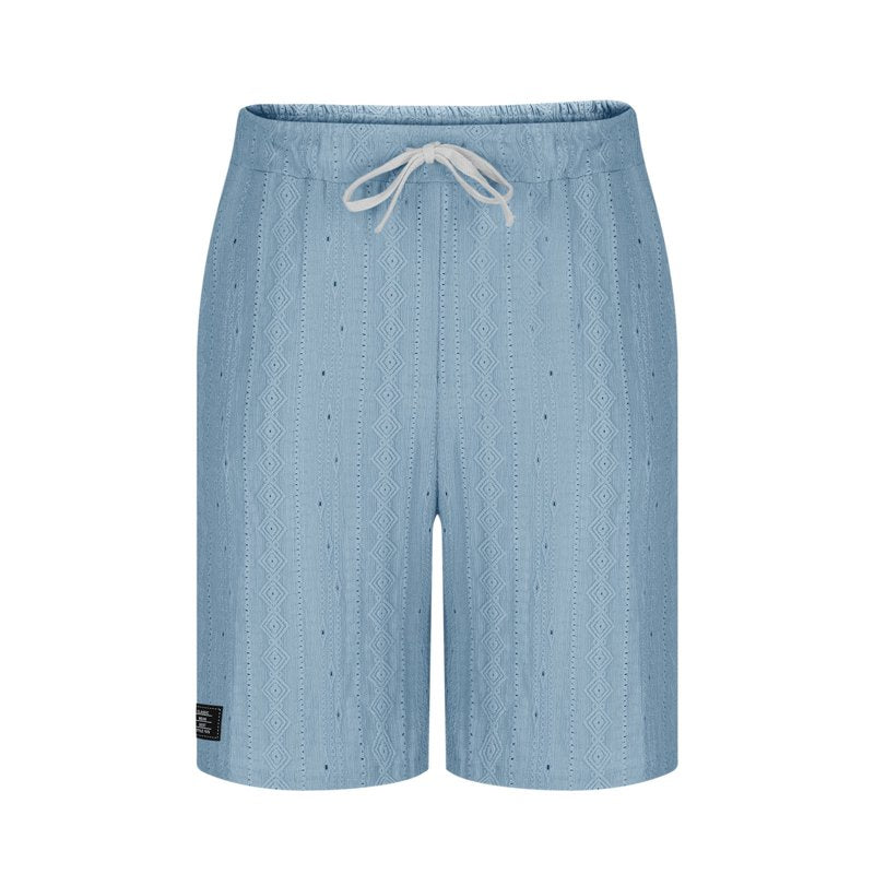 Men's Lightweight Linen Casual Shorts with Elastic Waist and Pockets - Summer Beach Vacation Wear