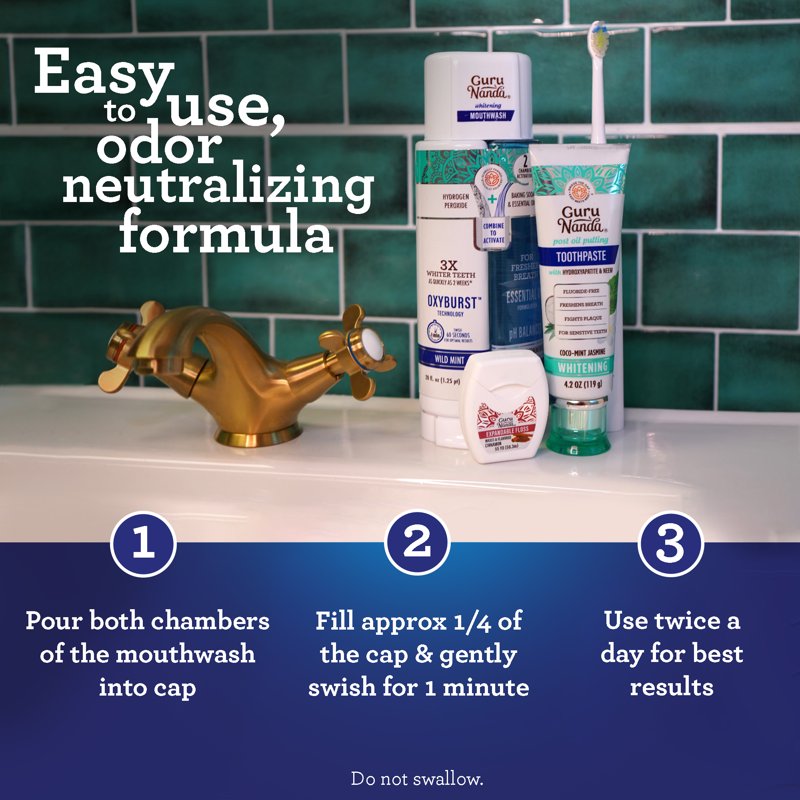 Multipack Whitening Mouthwash with Fluoride-Free Wild Mint - Dual Chamber, 3 Pack