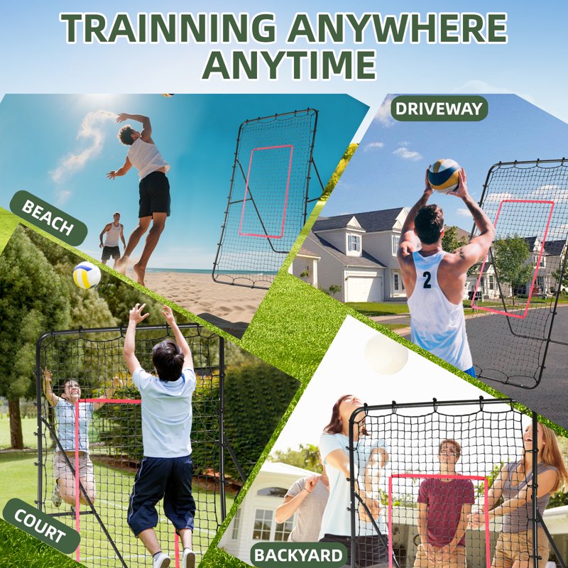 Volleyball Rebounder Net 7x4ft for Volleyball, Soccer, Lacrosse & Baseball Training