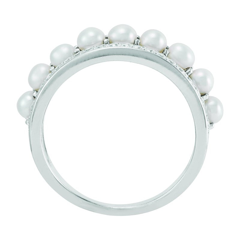 Freshwater Pearl Sterling Silver Band Ring - Adjustable Size 7