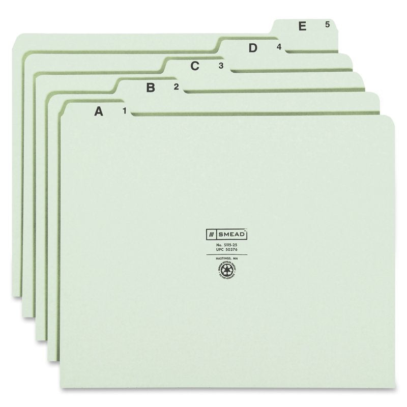 Alphabetic Filing Guides with Green Pressboard Set for Office Organization