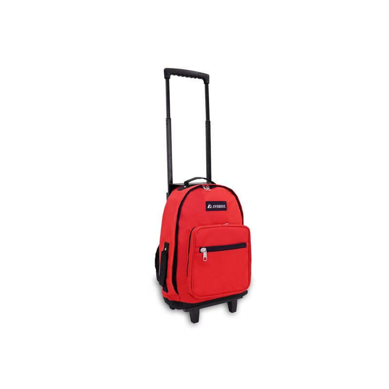 Unisex Wheeled Backpack with Multiple Pockets and Telescoping Handle
