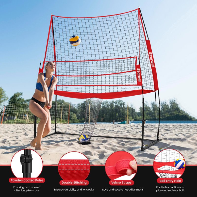 Adjustable Volleyball Practice Net System for Indoor Outdoor Training