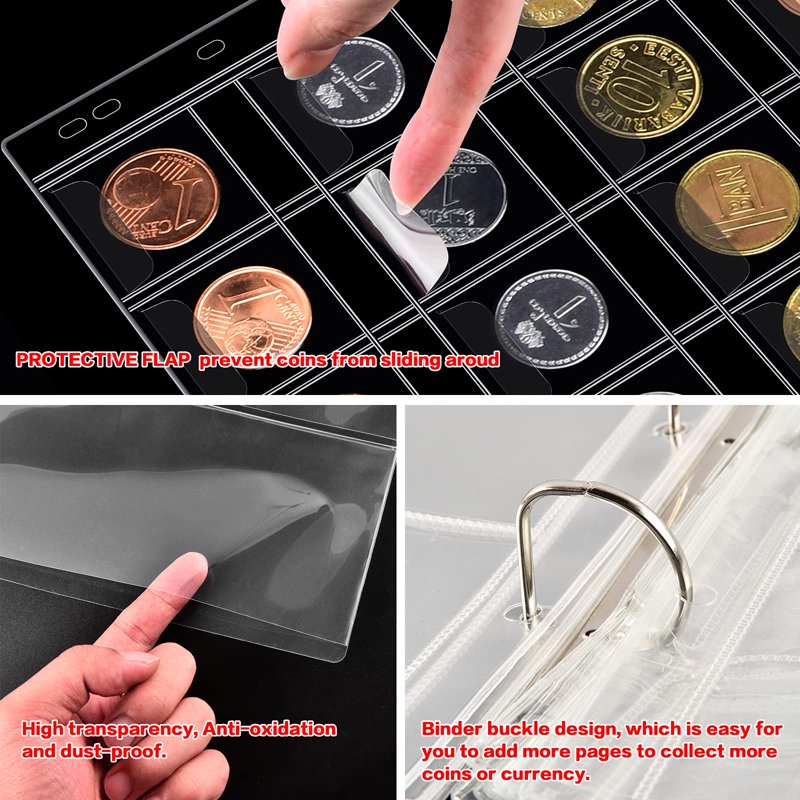 Coin Collection Album Holder with 200 Pockets & Paper Money Display Case